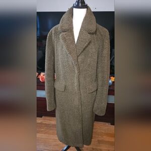 French Connection Olive Green Teddy Coat Size L